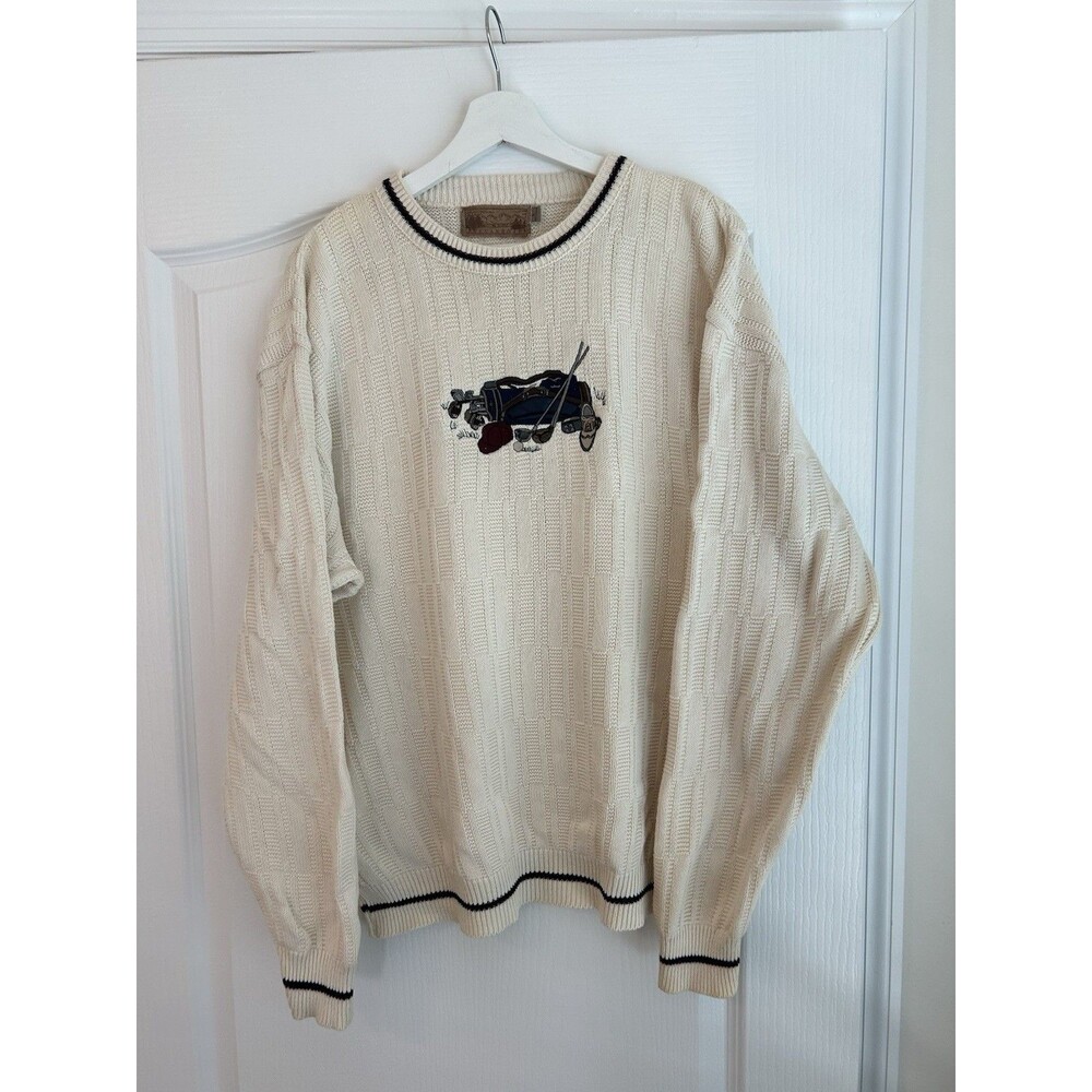 Vintage 90s Shenandoah Golf Sweater L Men Crewneck Pullover Grandpa Preppy USA
